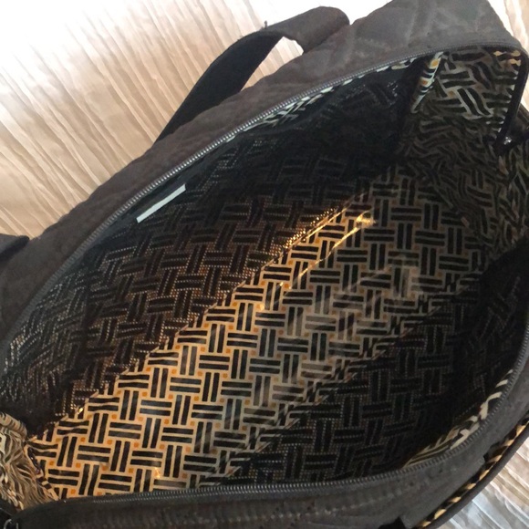 VERA BRADLEY Katalina SZ XL black yellow weave pattern diaper baby bag - Picture 9 of 16